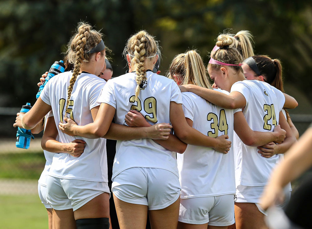 Terrier Women's Soccer Team Huddle